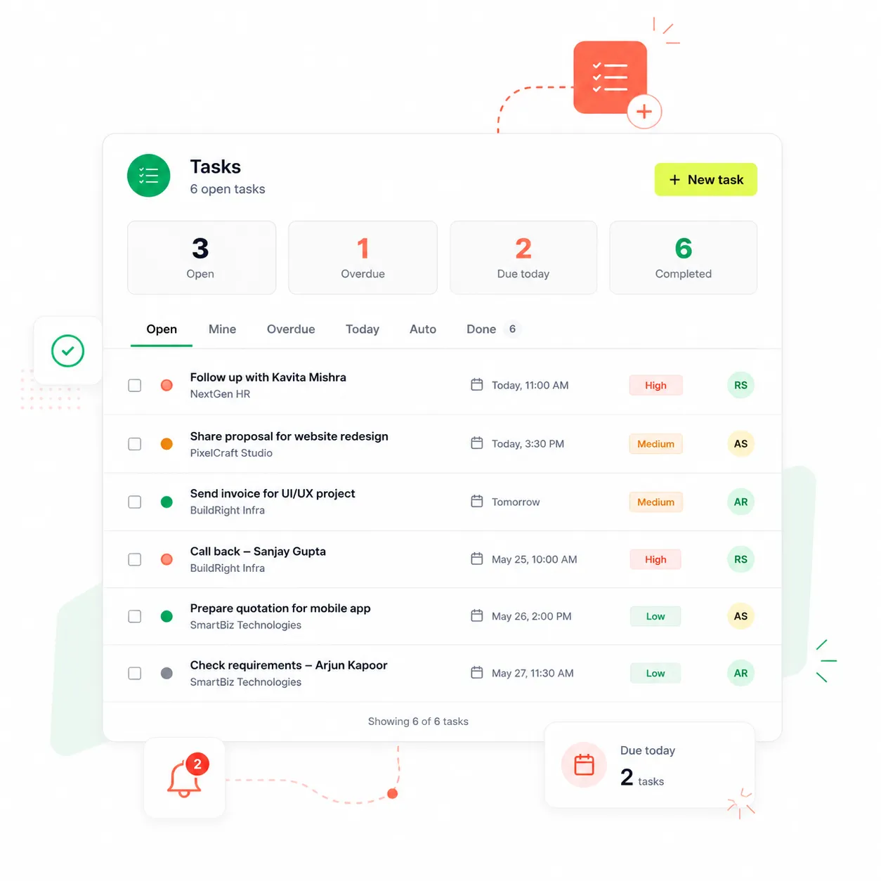 Task in neersoft crm