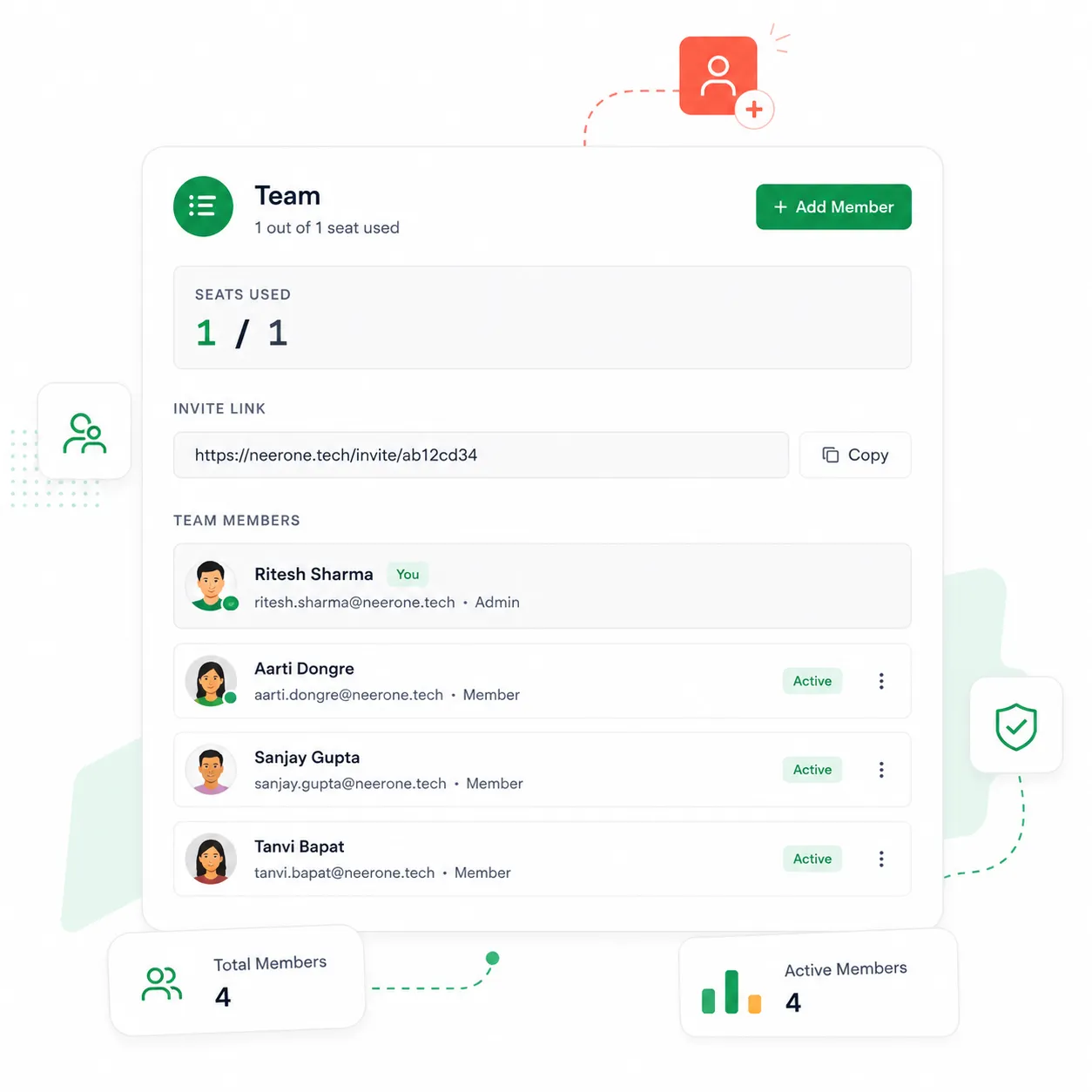 add and manage team in crm